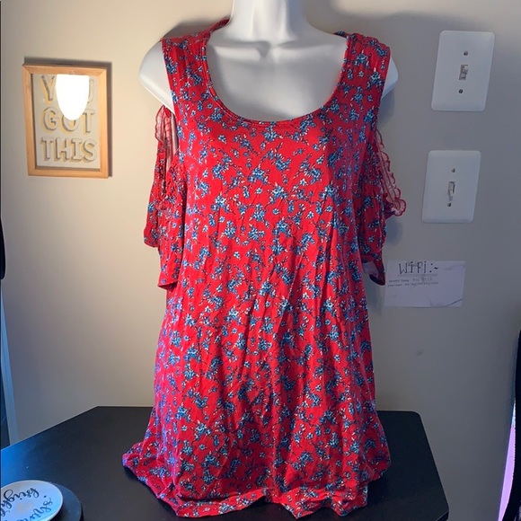 Elle Off the Shoulder Red Floral Top - Women’s XXL - Picture 1 of 3